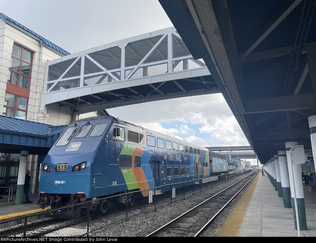 Northbound Tri-Rail Miami Central to Metrorail Transfer Shuttle train at Metrorail X-fer Station in Hialeah 